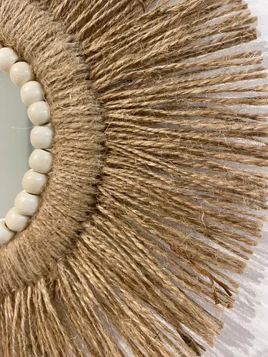 Set De 3 Espejos Decorativos Estilo Boho Con Marco De Yute