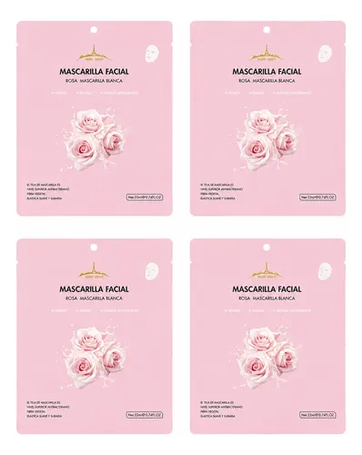 Set X4 Mascarilla Blanca Facial Rosa Paris Night