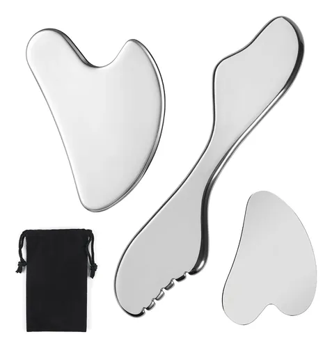 X/ 3 Pzs Gua Sha, Masaje Facial Gua Sha De Acero /sxg