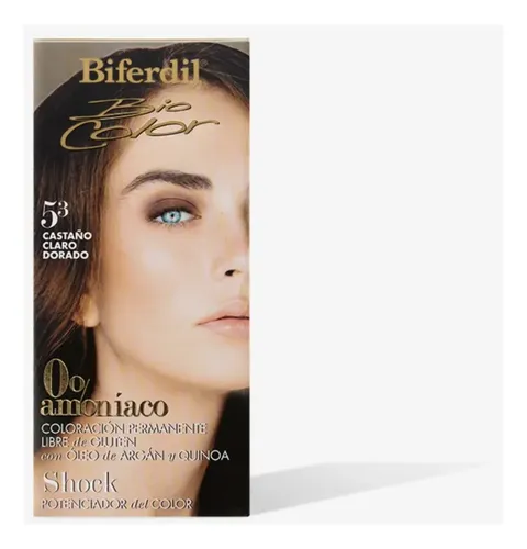 Biferdil Tintura Kit Amoniaco 0 % – Vegano Tono 5.3 castaño claro dorado