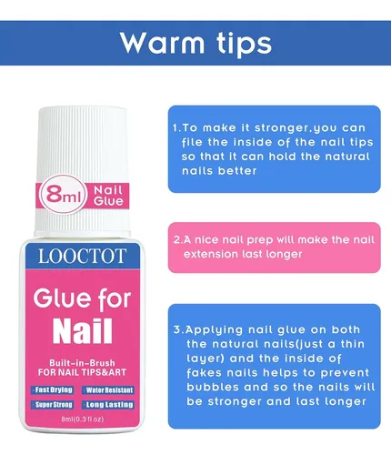 Pegamento Para Uñas Postizas Con Pincel 8ml X2 Fuerte
