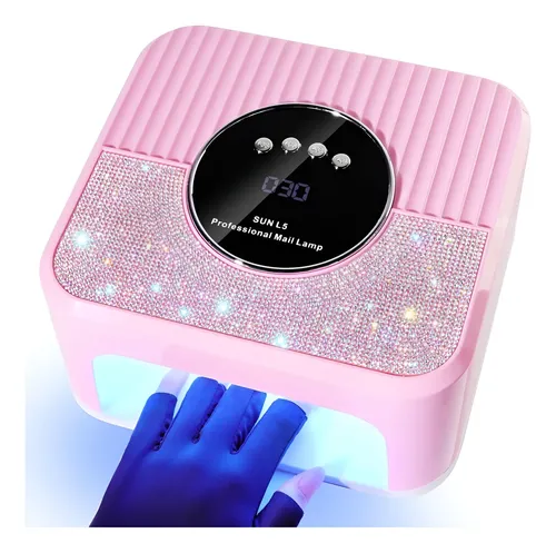 Lámpara De Uñas Uv Led Limegirl L5 Rosa Con Guantes Uv