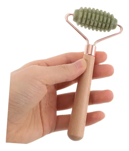 Rodillo Facial De Jade Verde Madera Ergónomico Para Ojos