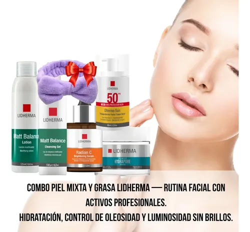Rutina Facial Skincare Piel Mixta Grasa Lidherma Hialuronico