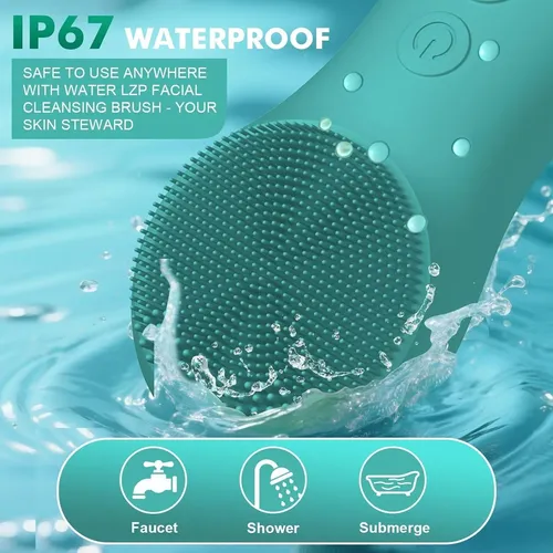 Cepillo Facial De Silicona Lzp Verde, 6 Velocidades, Carga