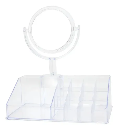Organizador Maquillaje Cosmeticos Acrilico Con Espejo Transparente