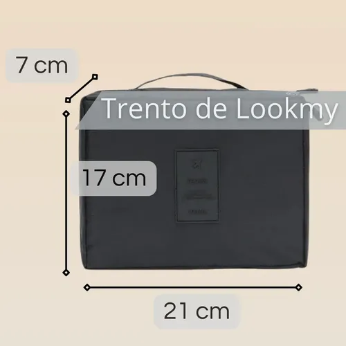 Neceser viajero negro Lookmy | portacosmético necessaire organizador valija o bolso | porta maquillaje y cosméticos impermeable para mujer hombre | ideal maleta, gym, fin de semana, avión