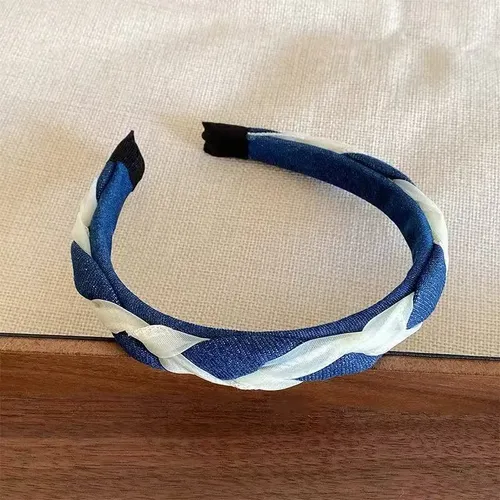 Vincha De Malla Azul Trenzada, Aro Para El Pelo