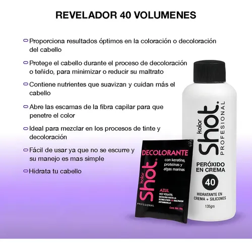 Zzhpolvo Decolorante 50g + Peroxido 135g 10/20/30/40 Kolor S