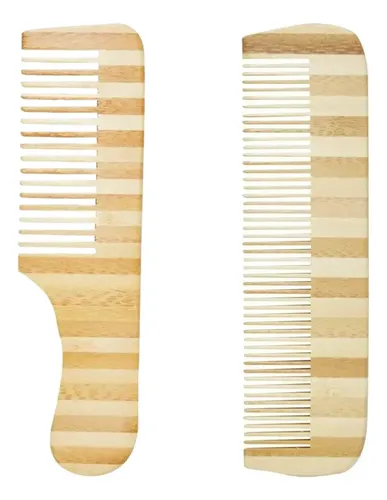 Set X2 Peines De Madera Bambú Ecológico Anti Frizz Pelo Madera