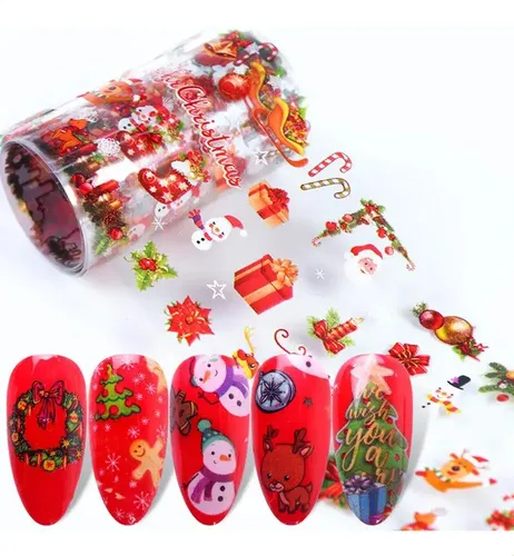 10 Rollos De Pegatinas Navideñas For Uñas, Árbol De !