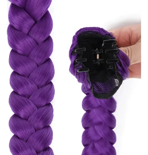 Coleta Trenzada Morada Con Pinza Accesorio Cabello Mujer Púrpura