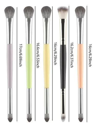 5 Pinceles Doble Punta Para Detalles Sombras Ojos Multicolor