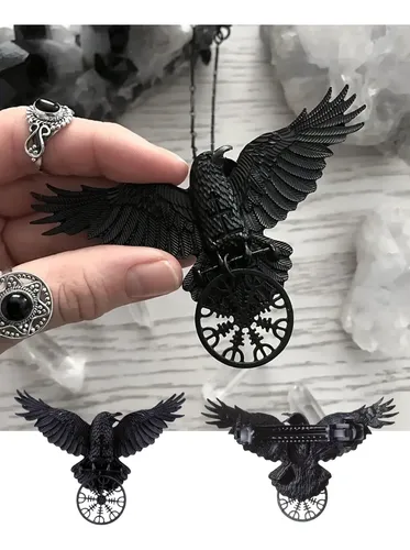 Hebilla Broche Cuervo Metal Pelo, Moda Estilo Look Dark
