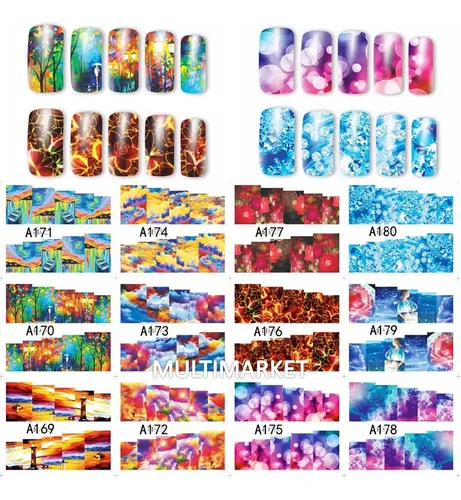 48 Stickers Al Agua Diseños Varios Deco Uñas Nai Art