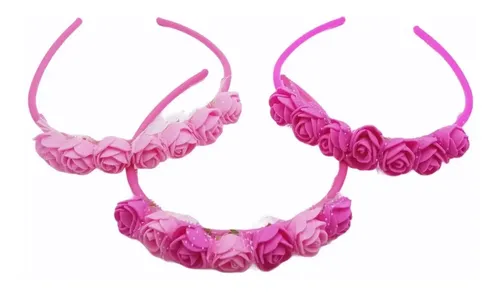 Vincha Nena Flores Color Infantil Accesorios Pelo Pack X 12