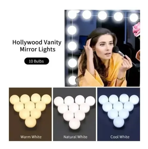 10 Focos Led Usb Luces Vanity Para Espejo De Maquillaje Color De La Luz Blanca