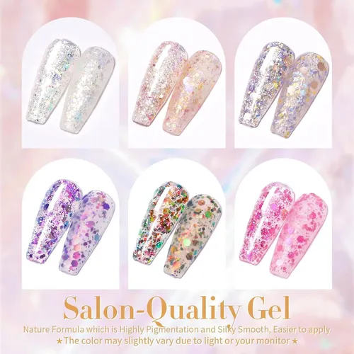 Set De Esmalte De Gel Con Purpurina Born Pretty 6x7ml