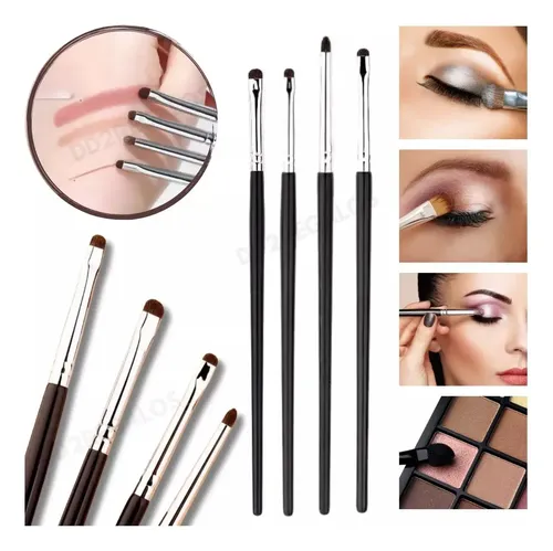 Set Mini Brochas X4 Para Aplicar Sombra Y Definir Maquillaje
