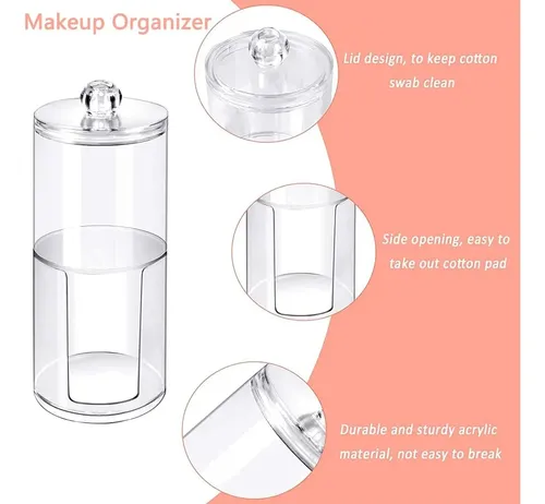 Organizador De Maquillaje Doble De Acrilico Algodon Hisopo