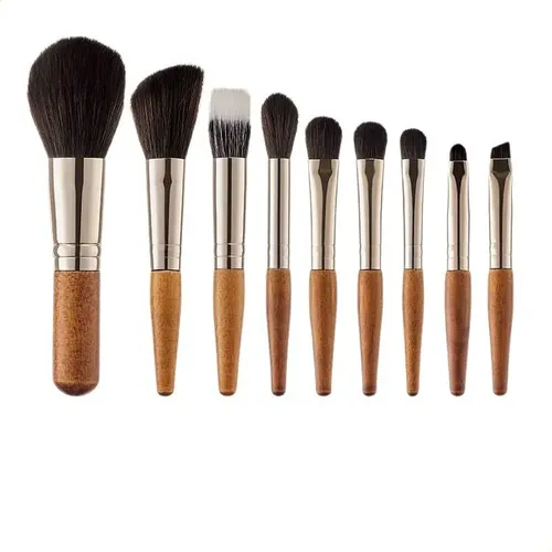 Veejaga Set De 9 Pinceles De Maquillaje Mini Portátil Para