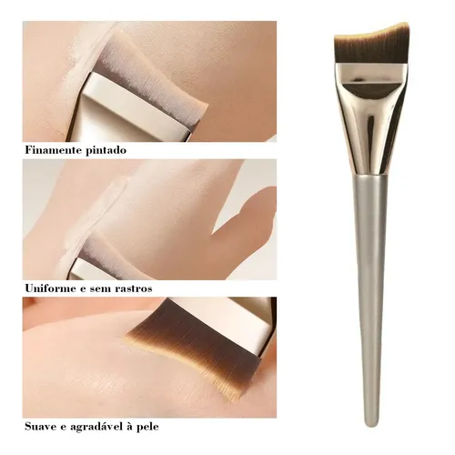 Brocha de maquillaje suave y curvada para la base de la piel, brocha de maquillaje ligera y portátil