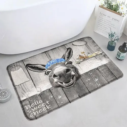 Alfombra De Baño Diseño Burrito Gorro Ducha Suave Franela