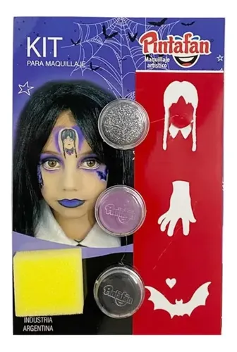 Pintura Maquillaje Estilo Merlina Acuarela Stencil Esponja