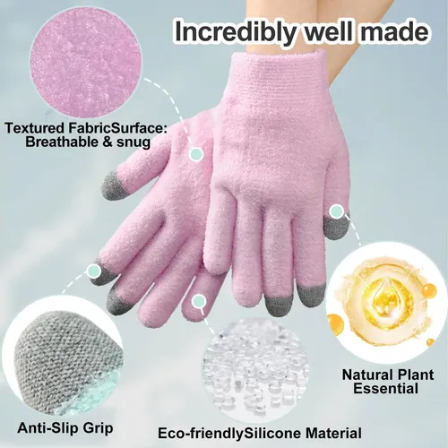 Guantes De Silicona Hidratantes Con Vitamina E Rosa