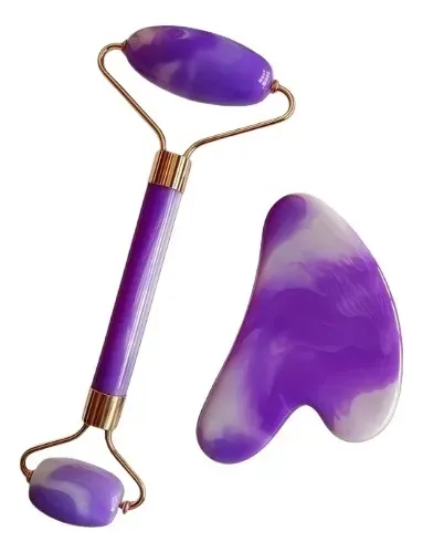 For Rodillo Facial De Cuarzo Rosa Y Gua Sha, Elegante Y