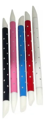 Pinceles De Goma Doble Punta X 5 Unidades Porcelana Uñas