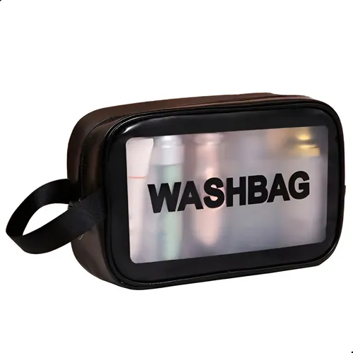 Washbag Mediano Rosa Negro Porta Cosmeticos Neceser