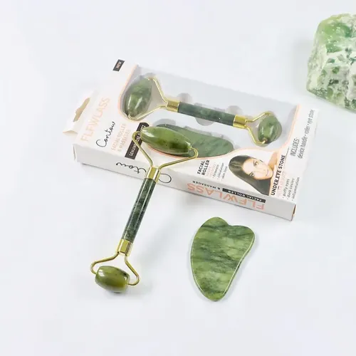 Jade Roller Masajeador Facial Y Piedra Gua Sha Skin Care