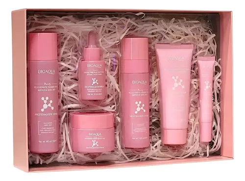 Kit Skincare Bioaqua Rutina Facial Nicotinamida Hidratante Iluminador Cuidado De La Piel 6 Piezas