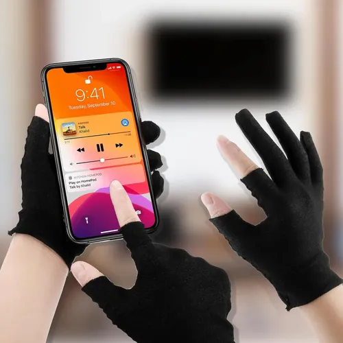 Guantes Algodón Hidratantes Negros Para Noche Piel Sensible
