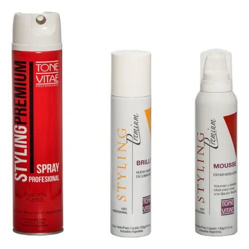 Combo Styling De Tone Vitae (spray Fuerte, Brillo Y Mousse)