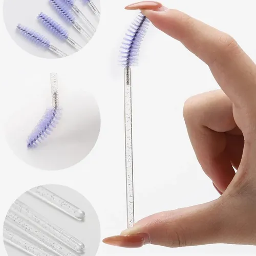 Cepillo De Pestañas Y Cepillo De Cejas Flexible Y Desechable Violeta