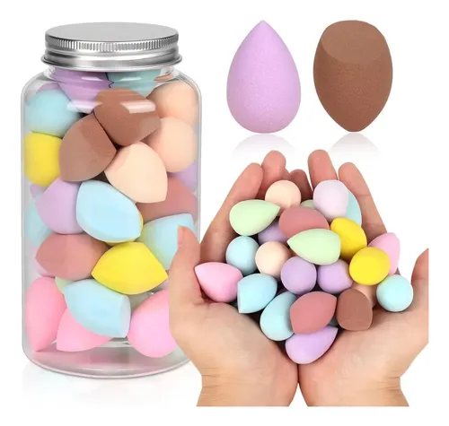 Set 48 Esponjas Maquillaje Colores Mini Teardrop Y Bisel
