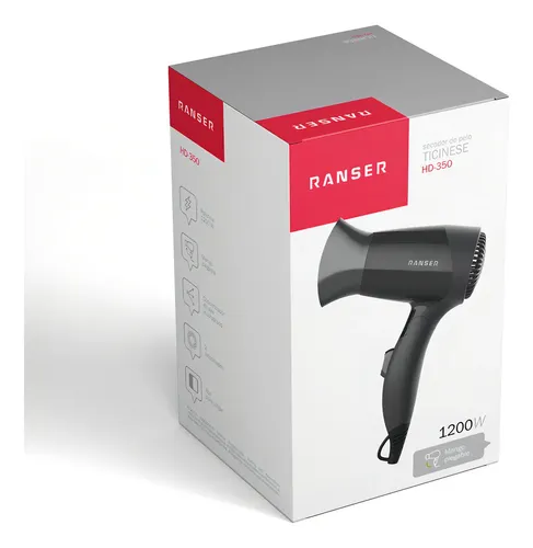 Secador De Cabello Ranser Ticinese Hd-350 1200w Color Negro