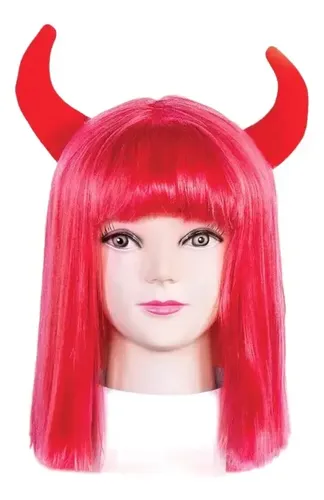 Peluca Diablita Roja Party Disfraz Halloween Modelo PSP10