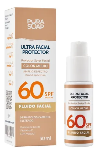 Protector Solar Facial Fps 60 Color Medium Pura Soap 30 Ml