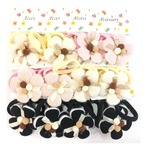 Pack X 36 Colitas Flor De Pelo Infantil Colores Surtidos