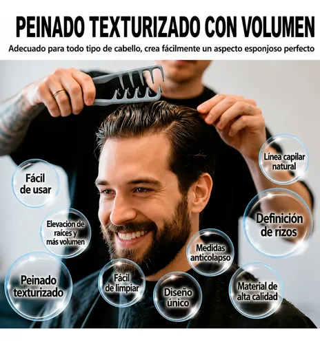 Peine Texturizador Dientes Anchos Volumen Pelo Textura.
