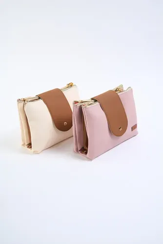 Cartuchera Triple FW Minimalista Beige 3 Compartimentos PVC 20x15x7.5 cm