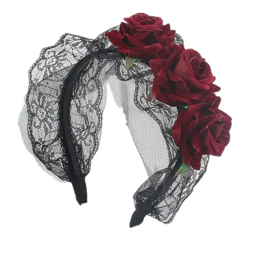 Diadema Encaje Rosa Accesorio Fiesta Halloween