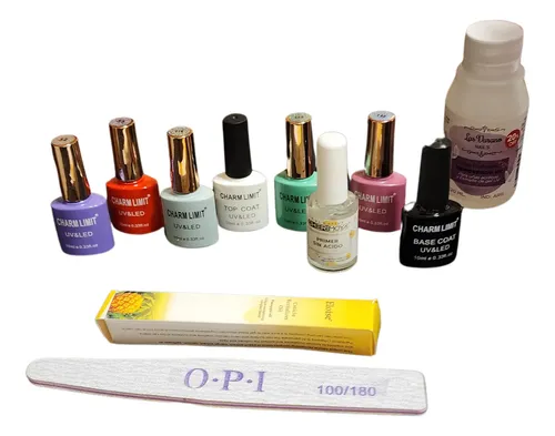 Cabina Uv Led Nail Lamp 108w+ Base+ Top Coat+ 5 Esmaltes+ Ac