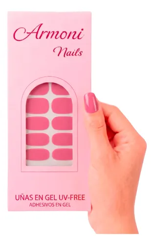 Stickers De Uñas Gel X16 Adhesivas Con Diseño Sin Lámpara Uv