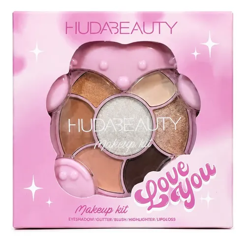 Huda Beauty Paleta Sombra Glitter Rubor Iluminador Lip Gloss