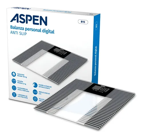 Balanza Digital De Baño Aspen B15 Antideslizante Hasta 180 K