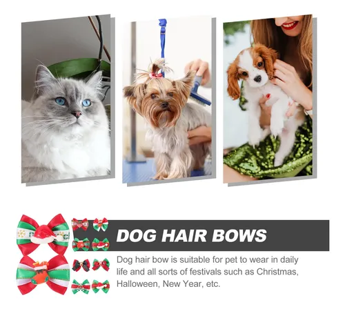 10 Unidades De Lazos Para El Pelo De Navidad Para Mascotas,